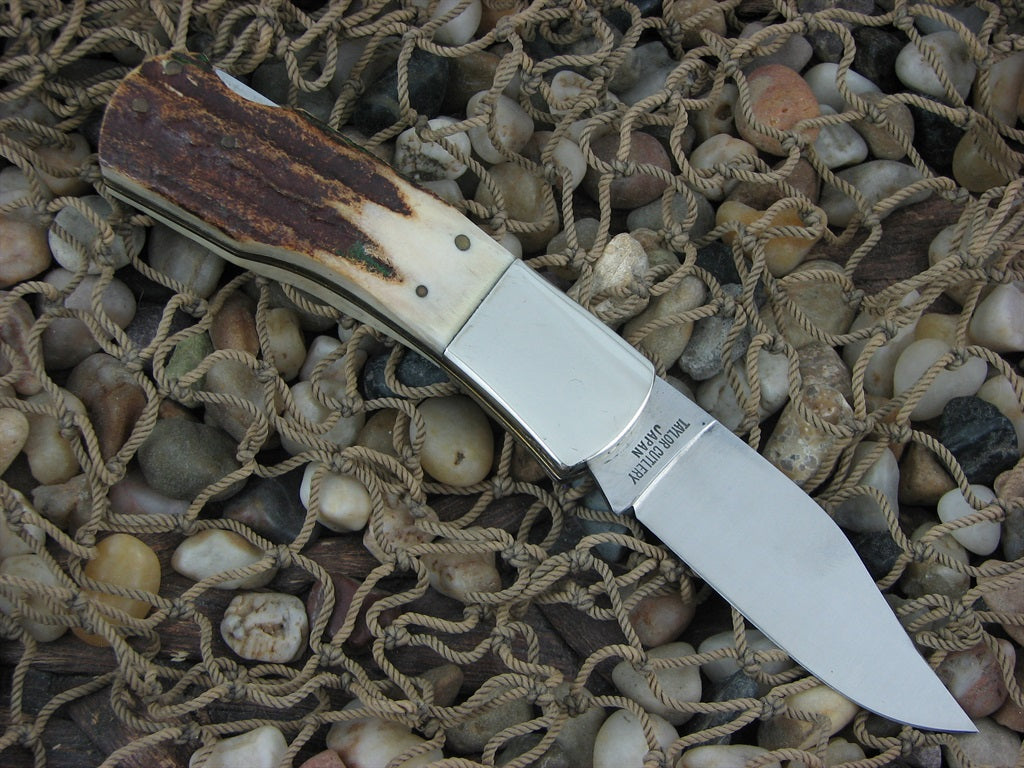 Elk Horn 1980 Stag Lockback with Stainless steel Model