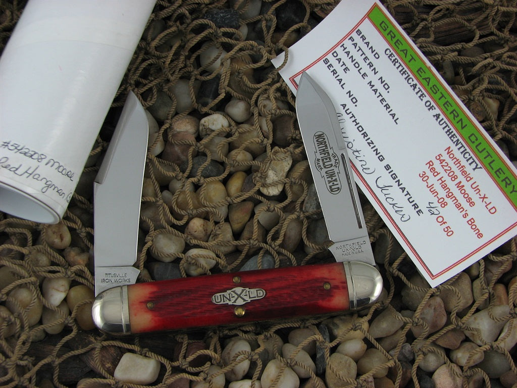 Great Eastern Cutlery Northfield 2008 Red Hangmans Bone Moose with 1095 steel  542208