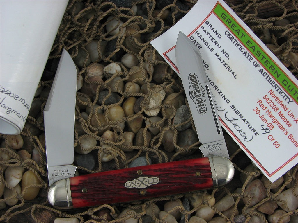 Great Eastern Cutlery Northfield 2008 Red Hangmans Bone Moose with 1095 steel  542208