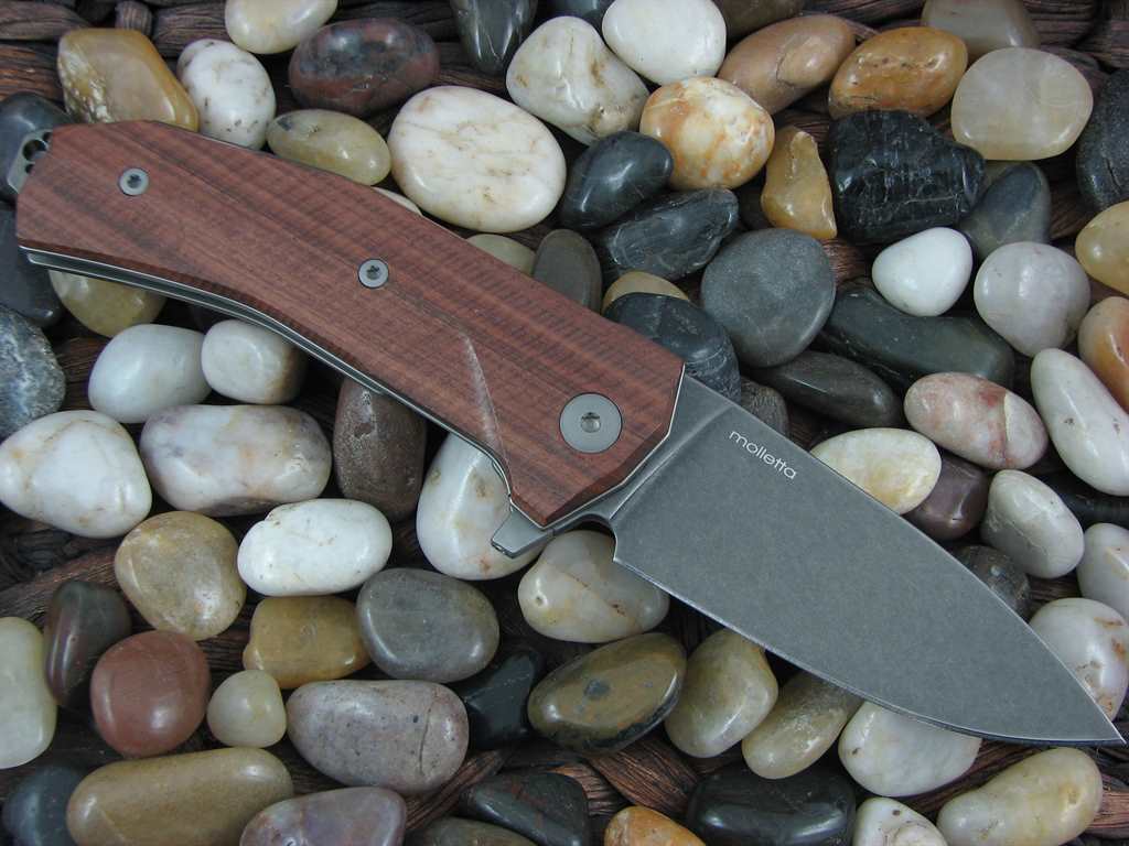 LionSteel KUR Linerlock Santos Wood Handles Stonewash PVD Sleipner Steel KUR-BST image 1