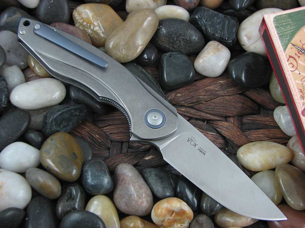 MKM Viper Voxnaes Timavo Linerlock Stonewash Titanium Handles Stonewash M390 Steel MKVP02TSW image 1