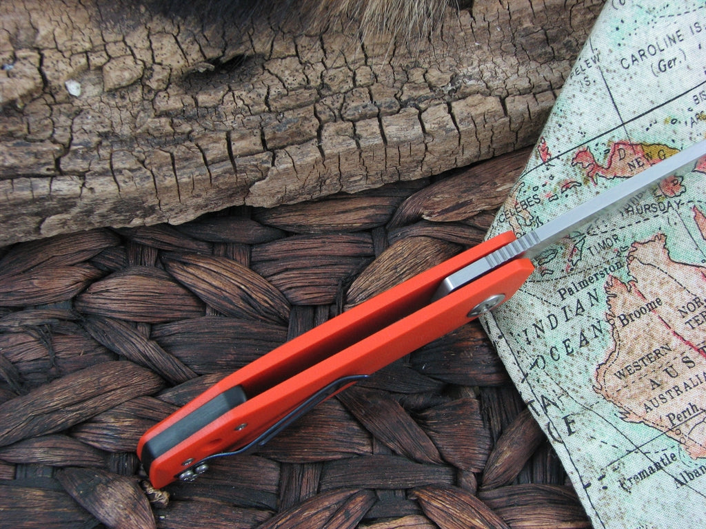 Maserin Cutlery AM3 Gentleman Drop Point Flipper Orange G10 M390 steel Satin 377G10A image 3