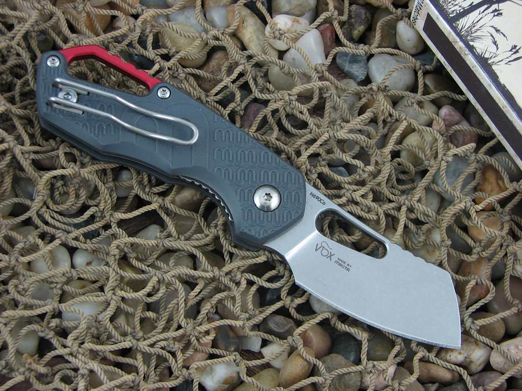 MKM Fox Voxnaes Cleaver Isonzo Linerlock Grey FRN Slabs Stonewash N690 Steel MKFX03-2PGY image 1