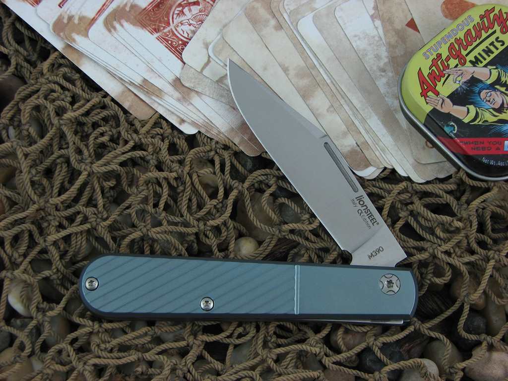 lionSteel Slim Shuffler Barlow Jack Oblique Blue Anodized Titanium Handles M390 Steel CKS0112BLO image 0