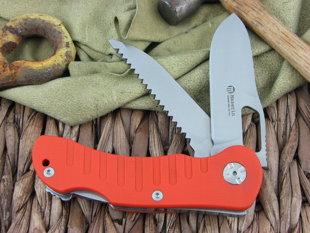 Maserin Cutlery Jager 2 blade Orange G10 handles 440C steel Satin finish 131-2G10A image 0