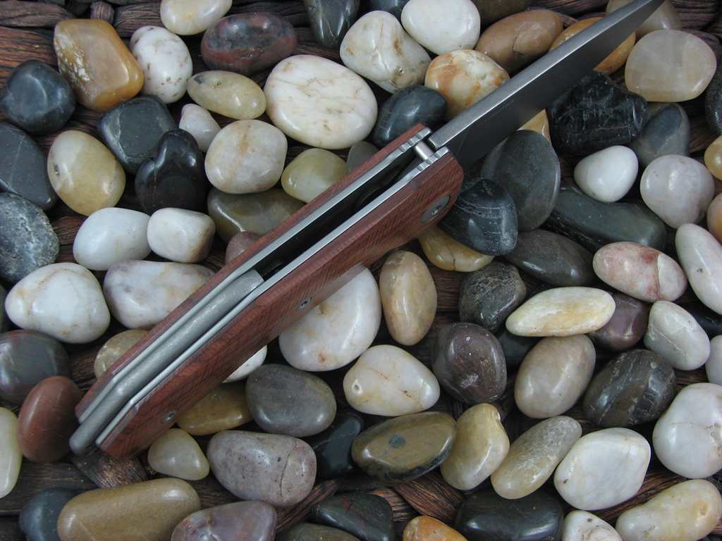 LionSteel KUR Linerlock Santos Wood Handles Stonewash PVD Sleipner Steel KUR-BST image 3