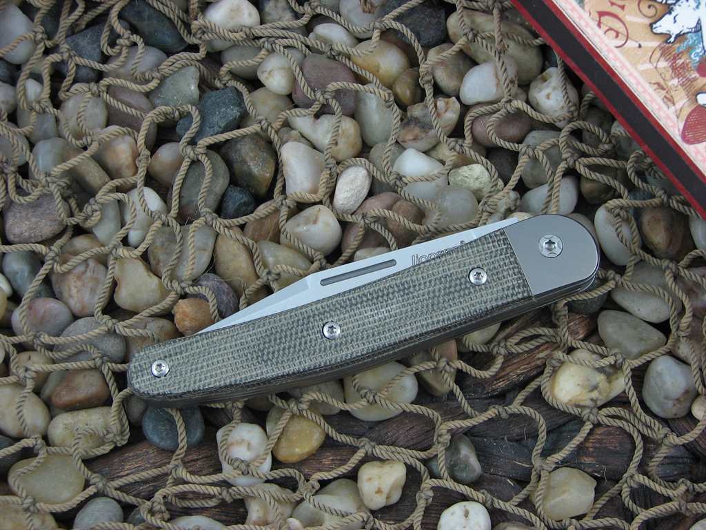 lionSteel Cutlery 2 Blade Jack Titanium Bolsters OD Canvas Micarta Handles M390 Steel JK2CVG image 2