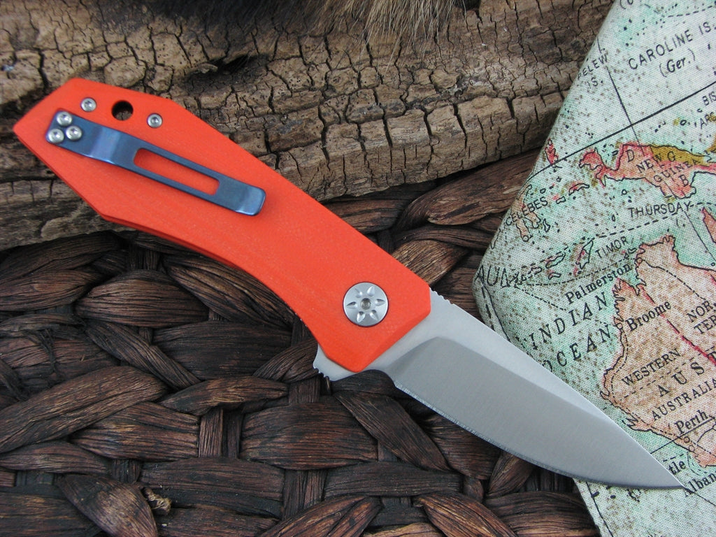 Maserin Cutlery AM3 Gentleman Drop Point Flipper Orange G10 M390 steel Satin 377G10A image 1
