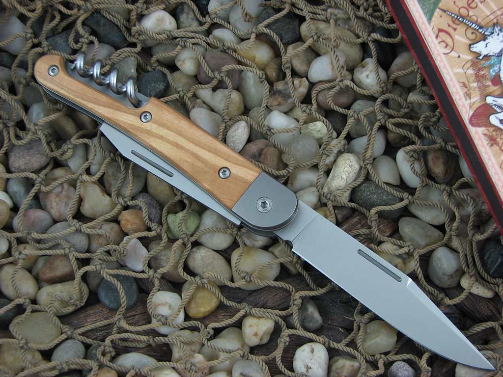 lionSteel Cutlery 3 Blade Jack Titanium Bolsters Olive Wood Handles M390 Steel JK3UL image 1