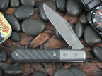 Lion Steel Shuffler Clip Jack Black Carbon Fiber Handles Damasteel Super Dense Steel CK0112 image 0
