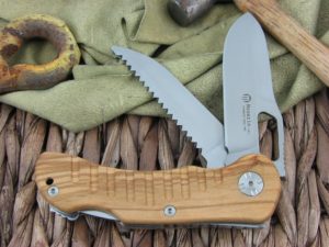 Maserin Cutlery Jager 2 blade Olive Wood handles 440C steel Satin finish 131-2OL