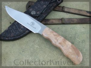 Arno Bernard Knives Vulture Scavenger, Maple Burl Wood Handles, N690 steel