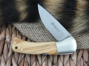 Maserin Cutlery Hunter 1 blade Olive Wood handles 440C steel Satin finish 759-OL