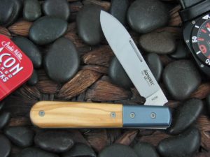 lionSteel Spear Jack with Blue Anodized Titanium Bolsters Olive Wood handles CK0111