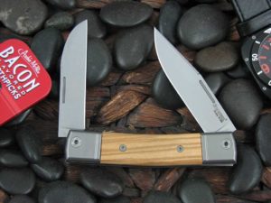 lionSteel Two Blade Jack with Titanium Bolsters Olive Wood handles BM13