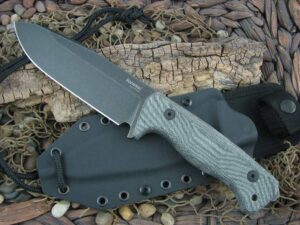lionSteel T6 with Black Canvas Micarta handles Camp Knife