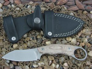 lionSteel H1 with Natural Canvas Micarta handles Skinner